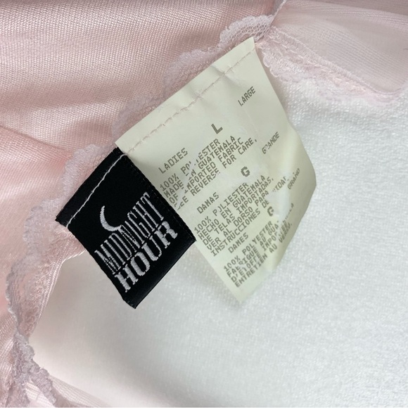 VTG 90s Midnight Hour Light Pink Lace Rosette Floral Ruffle Teddy Lingerie L - Picture 2 of 7